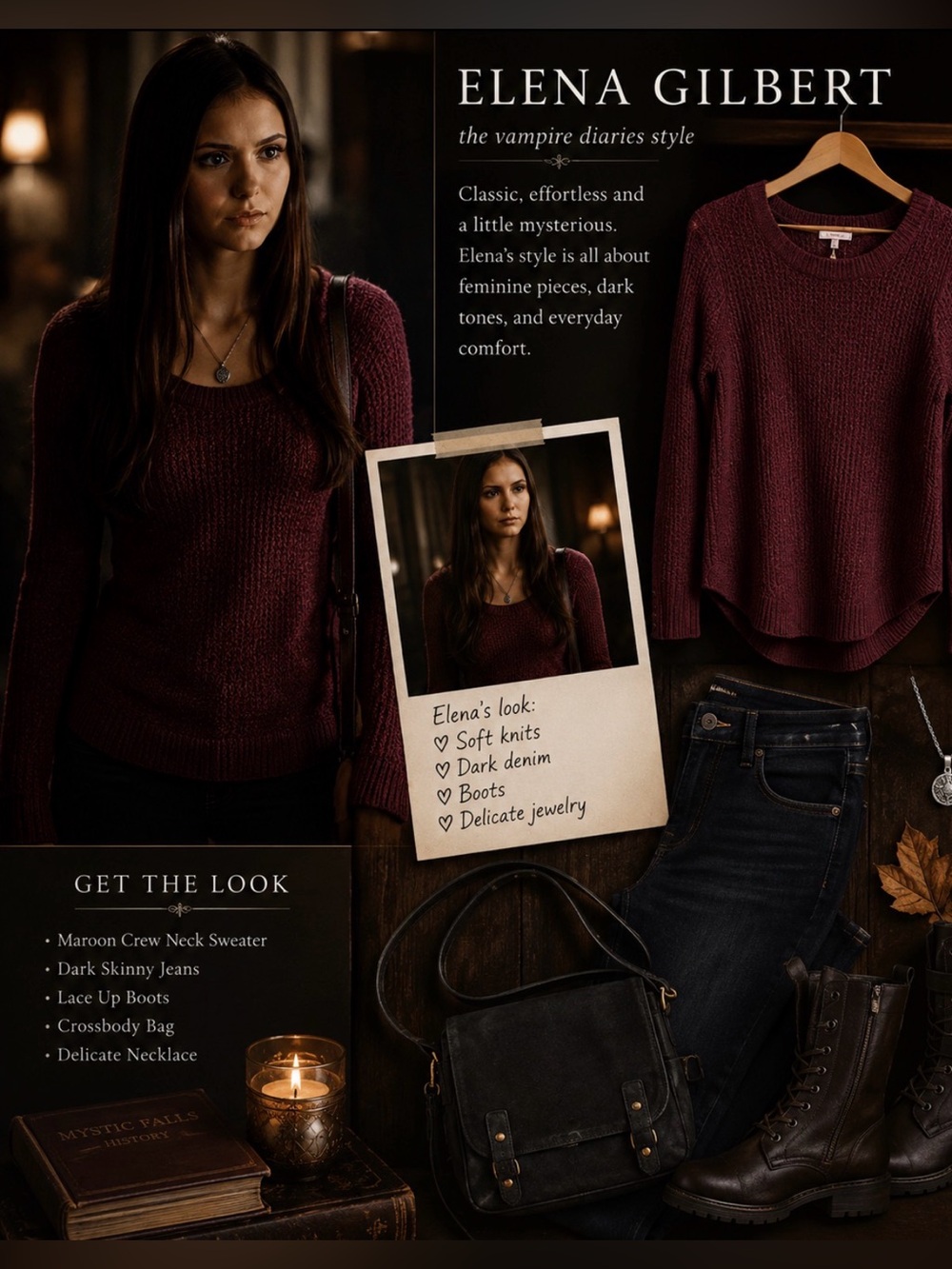 Maurices Maroon Crew Neck Sweater | TVD 🩸 Elena Gilbert Core